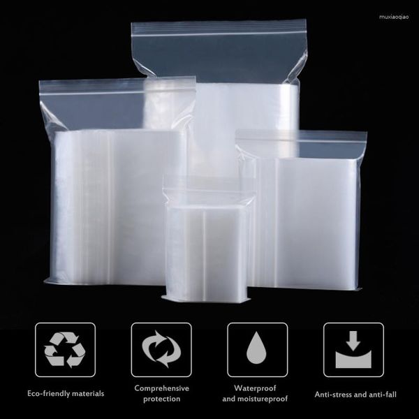Sacos de armazenamento 100 pçs/pacote Pequeno selado plástico saco a vácuo resselável transparente transparente joias cozinha cocina