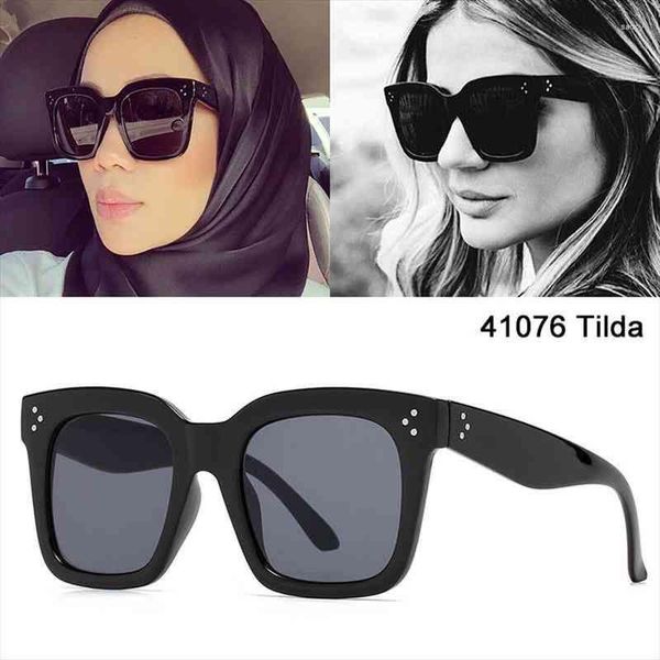 Güneş Gözlüğü Moda 41076 Tilda Style Üç Nokta Kadın Gradyan Marka Tasarımı Vintage Square Güneş Gözlükleri