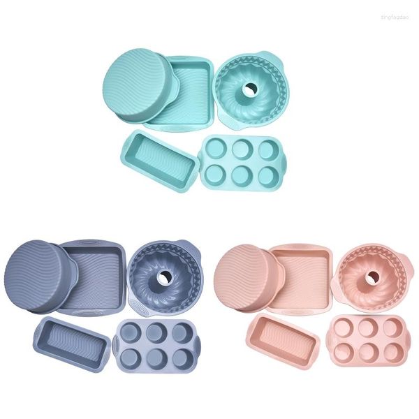 Conjunto de 5 moldes para bolo de silicone para assar molde para torradas ferramentas para pão chiffon muffin mousse