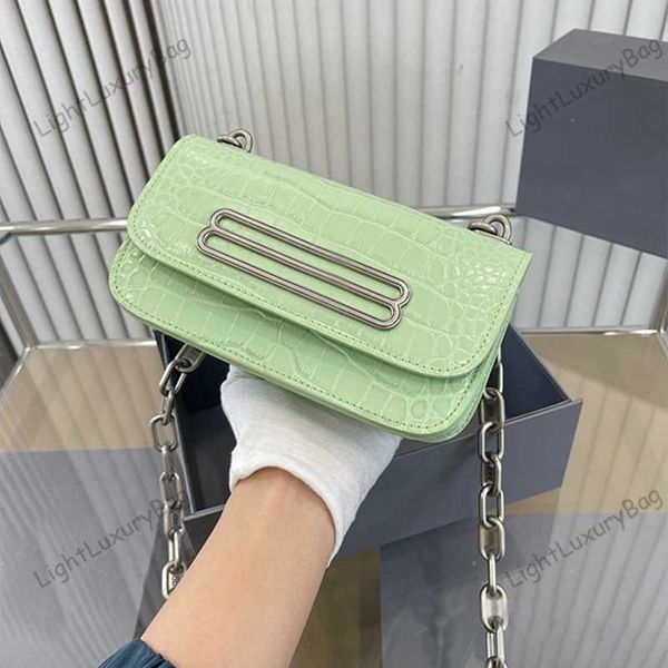 Trend Light Green Alligator Pattern Borsa a tracolla Designer Borse a tracolla da sera in pelle di alta qualità Fashion Big Chain Cross Body Wallet Borse di lusso 230617