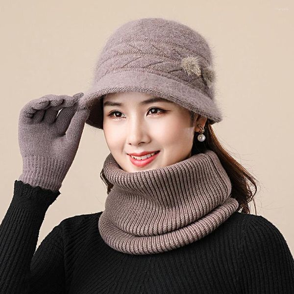 Berretti 2 Pz/set Bella Femmina Cappello Scaldacollo Accogliente Signore Pompon Primavera Autunno Inverno Donne Cap Sciarpa Kit Tenere In Caldo