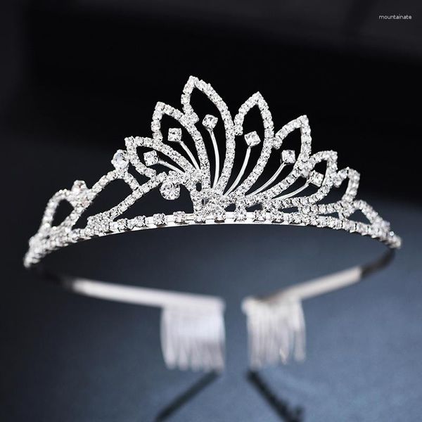 Presilhas de cabelo moda nupcial princesa tiaras e coroas joias casamento strass bandana flor meninas acessórios