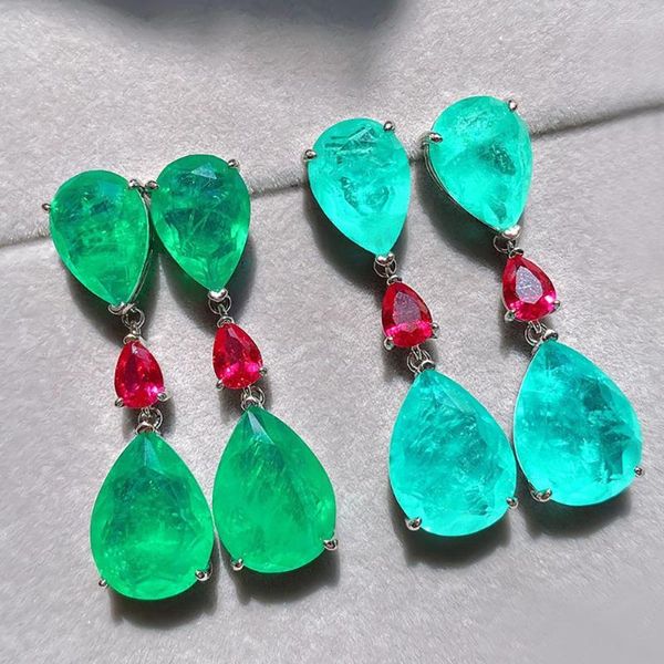 Orecchini a bottone EYIKA Vintage Paraiba Tormalina Rosa Rosso Verde Blu Fusion Pietra Goccia d'acqua per le donne Regalo di gioielli da sposa