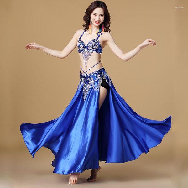 Sahne Giyim Göbek Dans Kostümü 3pcs Brabeltskirt Seksi Dans Kadın Giysileri Set Bellydance