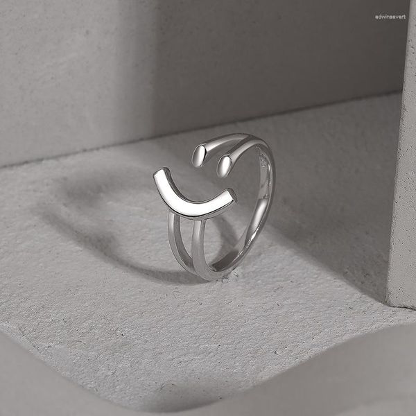 Anelli a grappolo GD Anello regolabile geometrico minimalista con sorriso vuoto coreano per gioielli da donna Regalo in acciaio inossidabile 2023 Moda