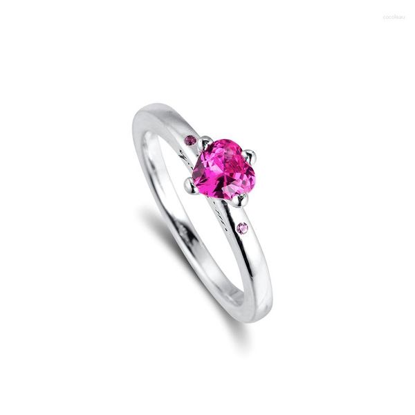 Cluster Rings CKK Ring You And Me 925 Sterling Silver con pietra rosa Gioielli originali per le donne Regalo di San Valentino R151