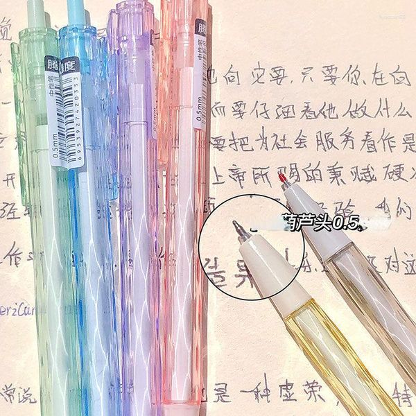 3Pcs Retrattile Premere Penna di Scrittura Kawaii Trasparente di Colore di Cristallo Inchiostro Cancelleria Per Ufficio Scuola 0.5mm Test Penne Regalo