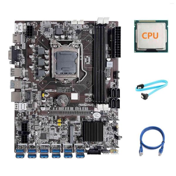 Schede madri B75 Scheda madre mineraria ETH 12 PCIE a USB LGA1155 con cavo SATA CPU casuale Rete RJ45