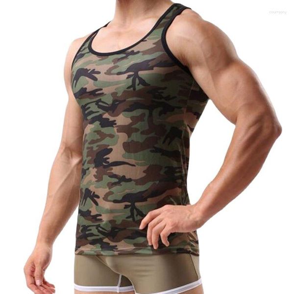 Canottiere da uomo Estate Mens Camouflage Bodybuilding Top Gilet da uomo Compressione Camicia senza maniche Collant Canotta Esercizio