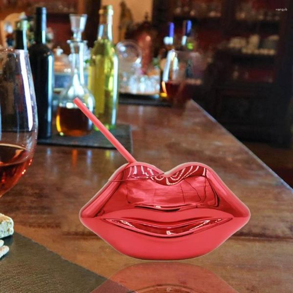 Bottiglie d'acqua Red Lip Sippy Cup Food Grade Mirror Shine Carino Forniture per bottiglie a forma di bar per discoteche per feste di grande capacità