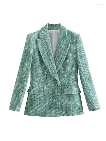 Damenanzüge 2023 Frühling und Sommer Damen-Tweed-Zweireiher-Modejacke im britischen Stil Freizeitanzug für Büroangestellte