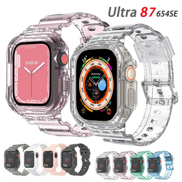 Koruyucu Kapak için Apple Watch Band Kılıf 45mm 41mm 44mm 49mm Bilezik iwatch Serisi 8 7 6 5 SE TPU Spor Kayış Kordonlu Saat