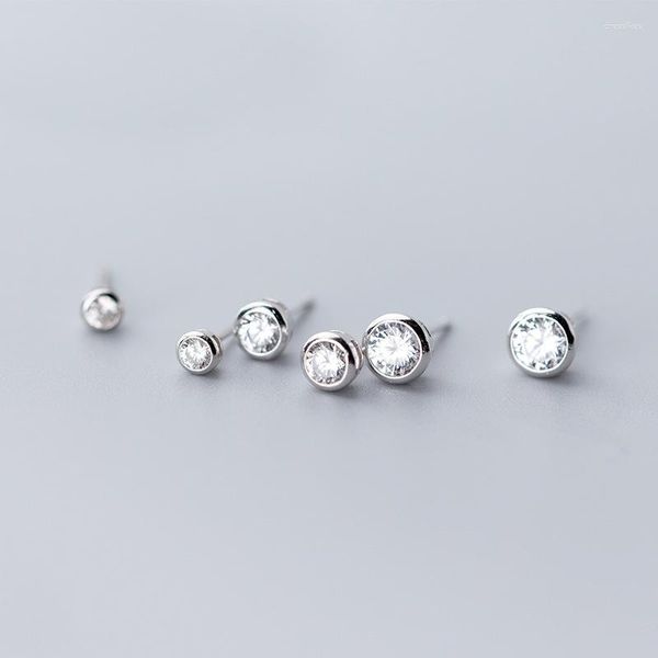 Ohrstecker MloveAcc 925 Sterling Silber Tiny Dazzling Round CZ 4mm 5mm 6/7/8mm Für Frauen Mädchen Kinder Schmuck Geschenk