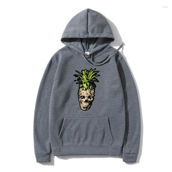 Felpe con cappuccio da uomo Pineapple Skull Bizarre Goth Creepy Weird Frui Illustration Ar Capispalla da uomo