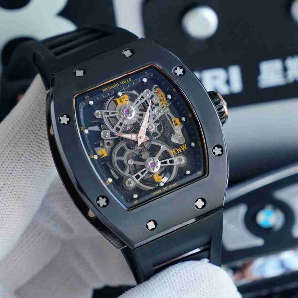 Relógios masculinos Diamond Luxury RM17-01 R i c h a r d Hollow Tourbillon Designer TRQU Novo relógio de pulso iced out montre de alta qualidade 14p