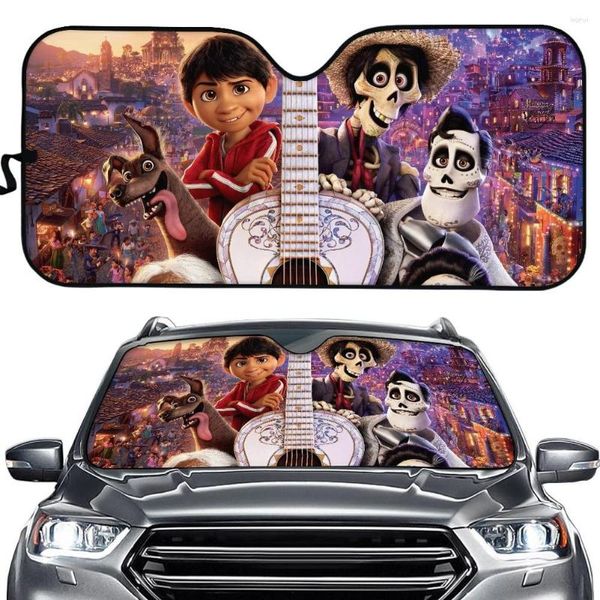 Shade Movie Coco Anime modello 3D divertente parabrezza anteriore parasole per auto Sun UV Gloss estate accessori moda auto pieghevole