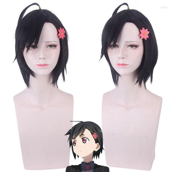 Parti Malzemeleri Koharu Hondomachi Wig Anime Kimliği: İşgal edilmiş cosplay yakışıklı kız siyah fiber sentetik saç