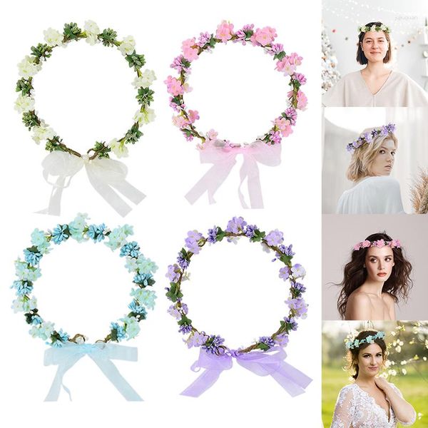 Dekorative Blumen Künstlicher Kranz Stirnband Braut Blumenkrone Haarband Seil Hochzeit Haarschmuck Brautmädchen Girlande Kopfschmuck