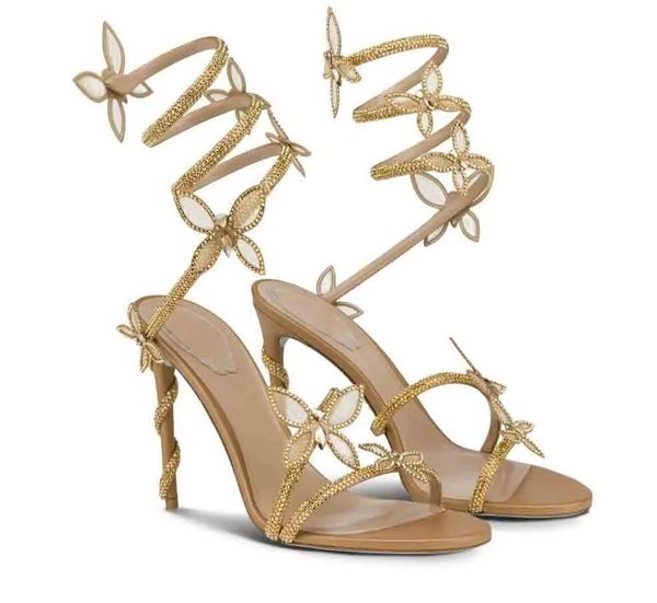 Designer-Sandalen MARGOT mit Schmetterlings-Knöchelwickel-Absätzen für Damen, Hochzeit, Party, Kleid, Braut, Sandale, weißer Strassstein, Juwelenabsatz, Luxus-Super-Damenschuhe mit Strasssteinen und Schlangenabsatz