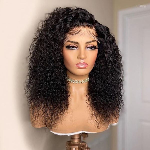 Lace Wigs Black 4x4x1 Closure Wig Deep Curly Front Human Hair Brazilian Wave Short Bob Frontal 150 Density Remy Kend22