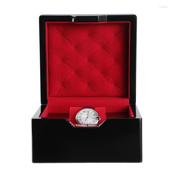 Scatole per orologi Custodie Design Scatola portaoggetti in legno massello nero Flanella di lusso Espositore in legno Organizzatore Confezione regalo Vernice per cottura Deli22