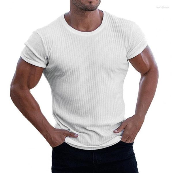 Herren Freizeithemden Herren Sommer Herren Tops T-Shirt O Neck Basic Elastic Short Sleeves Pullover StreetwearMen's