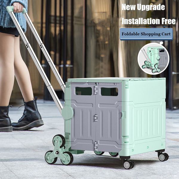 Altro Aggiornamento del giardino domestico Carrello della spesa pieghevole portatile Carrello per la spesa da campeggio da 75 litri per uso domestico Carrello per la spesa da arrampicata a 8 ruote 230625