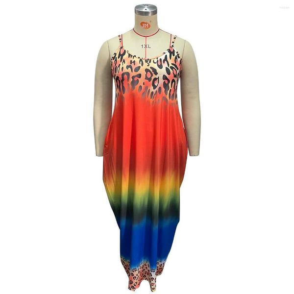 Vestidos casuais tamanho grande vestido maxi com estampa de leopardo verão feminino sexy solto elegante festa streetwear