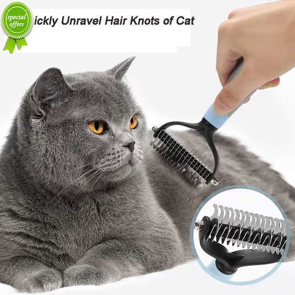 Köpek tarak fırçası yavru bakım aletleri kedi tımar fırçası 2 taraflı demating tırmık astar dökülme uçan saç profesyonel