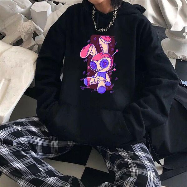 Felpe con cappuccio da donna Pastel Goth Voodoo Doll Print Felpa con cappuccio Harajuku 2023 Abbigliamento invernale Felpe con pullover grafico Kawaii unisex Top carini