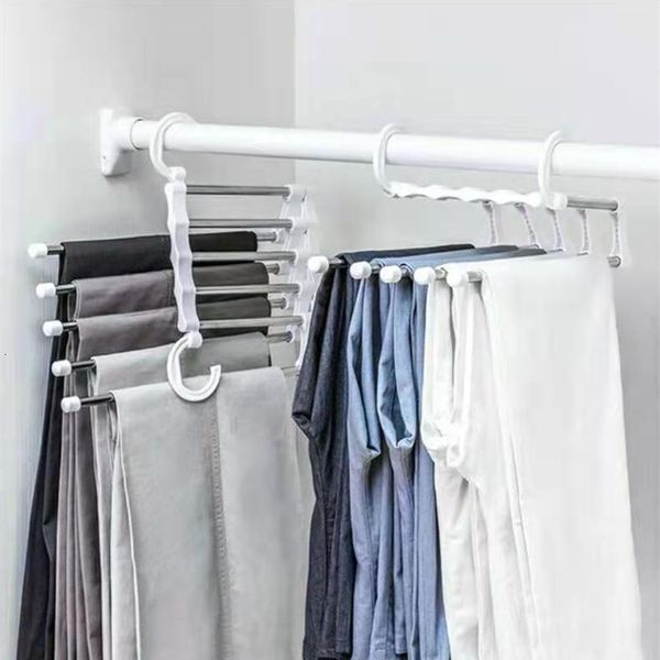 Cabides de banho Rack de roupa dobrável Calça Magic Aço inoxidável Cabide de gravata Prateleiras Quarto Armário Organizador Armário Armazenamento 230625