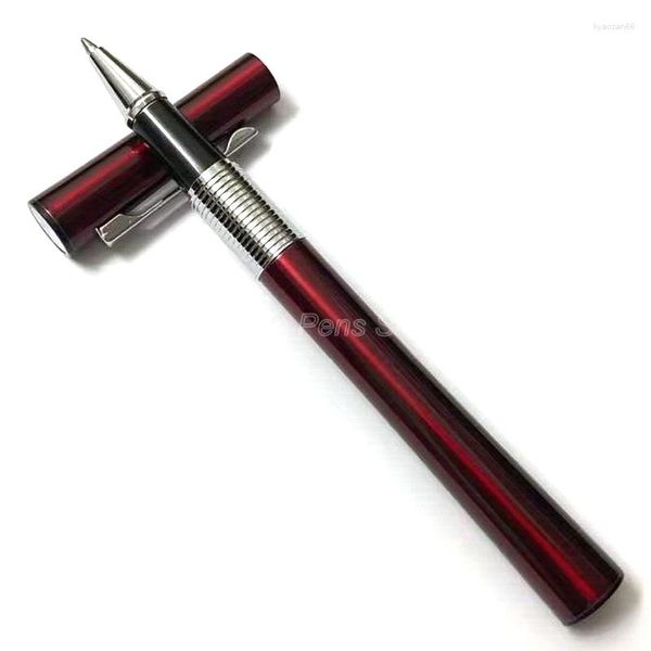 Jinhao 15 Koyu Kırmızı Gümüş Metal Roller Top Kalem Profesyonel Yazma JRP019