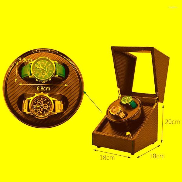 Caixas de relógio Estojos Design Caixa de enrolador de relógio Caixa de enrolamento Silenciosa sem ruído Motor 2 Bobinador Armazenamento Visor Rotativo Reloj Organizadores Deli22