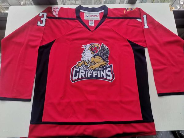 College Hockey Wears Fotos físicas Grand Rapids Griffins 31 Jared Coreau Masculino Juventude Feminino Vintage High School Tamanho S-5XL ou qualquer camisa de nome e número