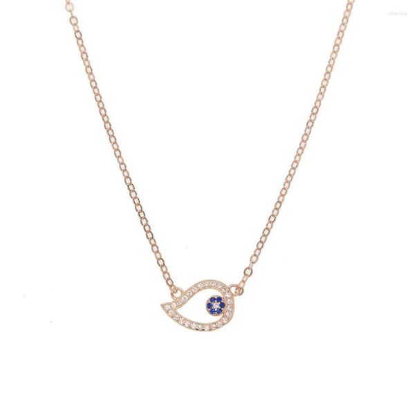 Catene 925 Sterling Silver Drop Eye Love Heart Collane a catena con pendente per le donne Zaffiri CZ Gioielli di moda Regalo di San Valentino
