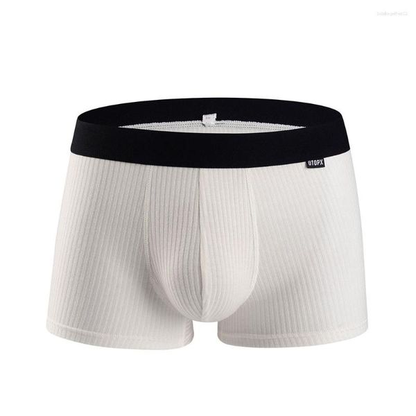 Cuecas masculinas cuecas caneladas boxer sungas macias cuecas masculinas sexy bolsa em U respirável calcinha elástica cintura média