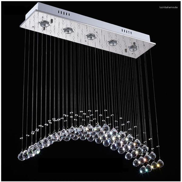 Lustres modernos led retangular cortina de onda k9 iluminação de cristal para sala de jantar quarto sala de estar lâmpada de teto