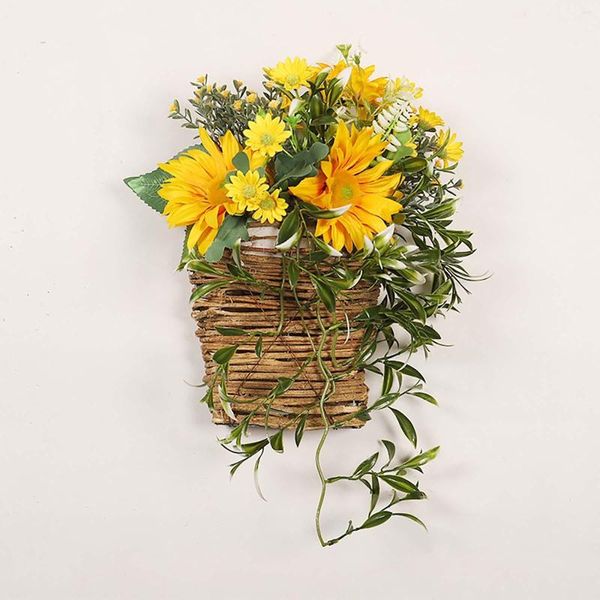 Dekoratif Çiçekler Mutfak Metal Kalp Çelenk Ayçiçeği Çemeri Çemeri Çemberi Duvar Montajlı Asma Sepet Kapısı Ön Simülasyon Çiçek Daisy