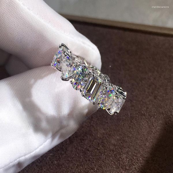 Anelli a grappolo 925 francobolli moda oro bianco anello di fidanzamento per festa nuziale da donna 0,5 diamante moissanite a forma di cuore ovale