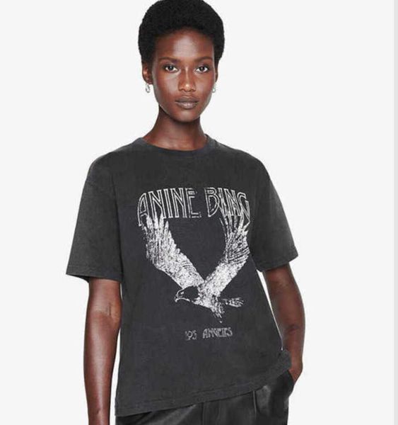 2023 Ab Niche Eagle Baskı Tişörtü Kızarmış Kar Tanesi Renkli Yıkama Tasarımcısı Tee Kadınlar Siyah Kısa Kollu Tişört Tasarımı 639ess