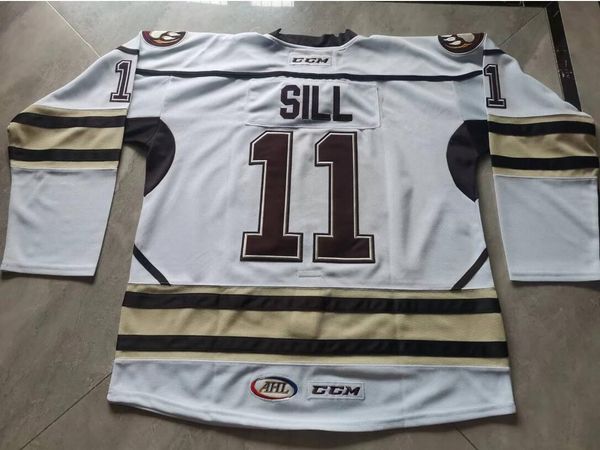 Хоккей в колледже носит физические фотографии Hershey Bears 11 Zach Sull White Brown Мужские молодежные женщины Vintage High School S-5xl или любое имя и номера майки