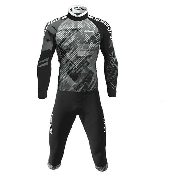 Conjuntos de roupas de ciclismo Primavera/Outono Bjorka Ciclismo Roupas de manga comprida Bib Calcinhas Ternos Roupas esportivas para homens 3/4 Gel Pad Shorts Roupas de bicicleta de estrada MtbHKD230625