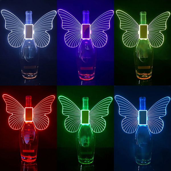 Outros suprimentos para festas de eventos 1 PC RGB Cor LED Strobe Baton Brilhante Asas de Borboleta Lâmpadas Champagne LED Sparkler light Flash Stick Service Bottle Topper Ligh 230621