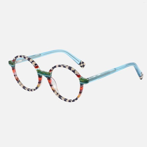 Sonnenbrillenrahmen ZENOTTIC 2023 Fashion Spotted Pattern Optische Gläser Acetatrahmen Unisex Runde, nicht verschreibungspflichtige Brillen mit klaren Gläsern