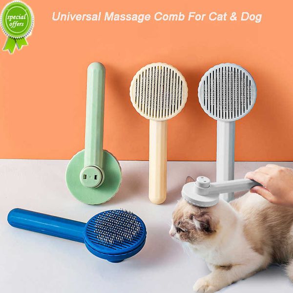 Pet Grooming Tool per gatti Massaggio Depilazione Pettine Pet Hair Remover Raschietto Cani Spazzola Autopulente Slicker Accessori per gatti