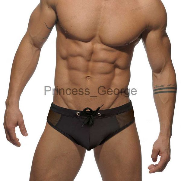 Heren Zwemkleding Sexy Heren Mesh Pouch Pad Push Up Zwemkleding Nylon Sneldrogende Zwemslips Mannelijk Effen Bikini Zwempak Gay Sport Strand Surfbroek x0625 x0625 x0625 x0625