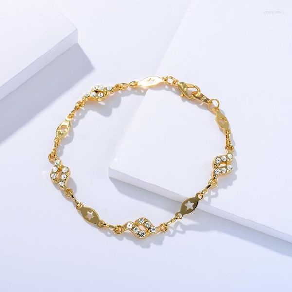 Pulseira Viennois Corrente Cor Dourada Pulseiras Para Mulheres Flor Estrela Coração Pulseira de Zircônia Cúbica Charme Banglas Coreanas Moda Jóias Melv22