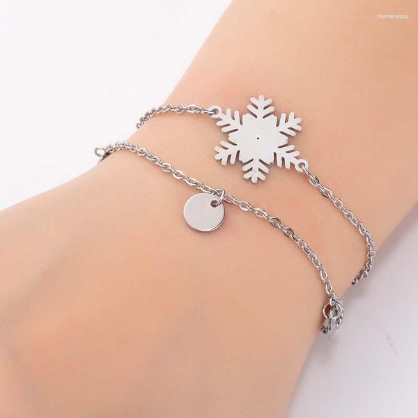 Charm Bracelets 2023 Fashion Woman Bracelet Double Steel Jewelry Cuff Student Snowflake Girl Friendsm Gift Raym22