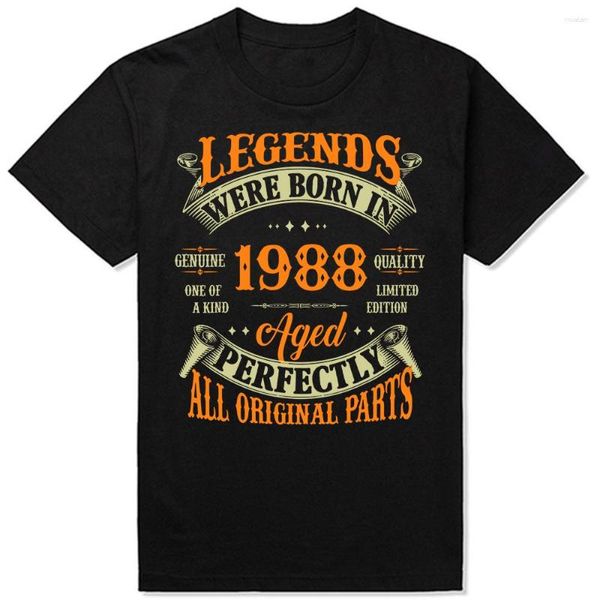 Herren T-Shirts Neuheit Sommer Stil Legenden im Jahr 1988 Grafik Streetwear Kurzarm Geburtstagsgeschenke 35 Jahre alt 35. T-Shirt