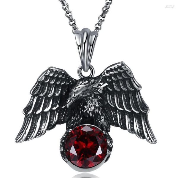 Anhänger Halsketten Retro Dark Punk Stil Hawk Edelstein Legierung Anhänger Halskette Männer Persönlichkeit Hip Hop Metall Kette Anhänger Schmuck Mode